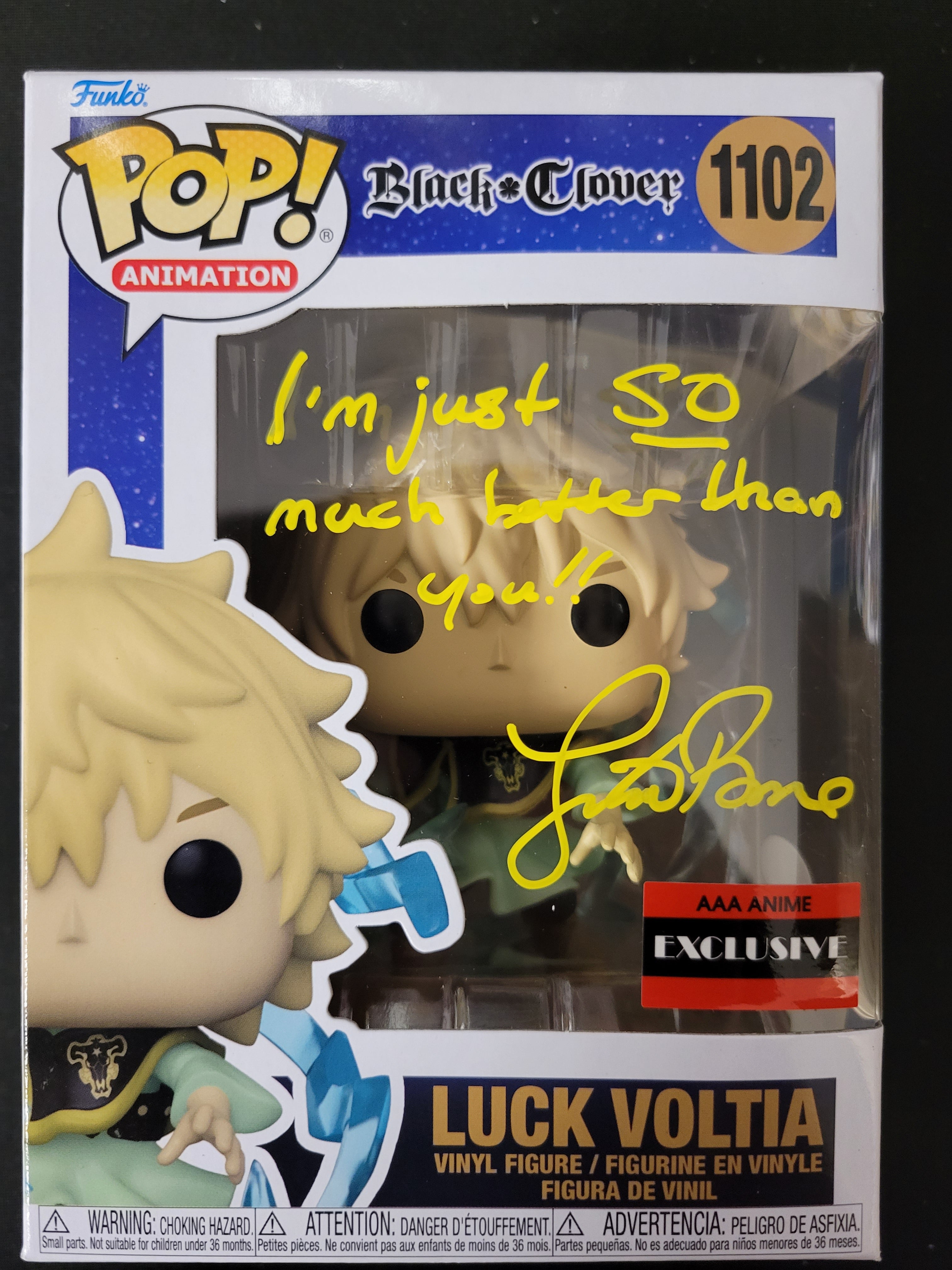 Funko Pop: Luck Voltia - Black Clover: Signed By Justin Briner - JSA C –  Pops and Such