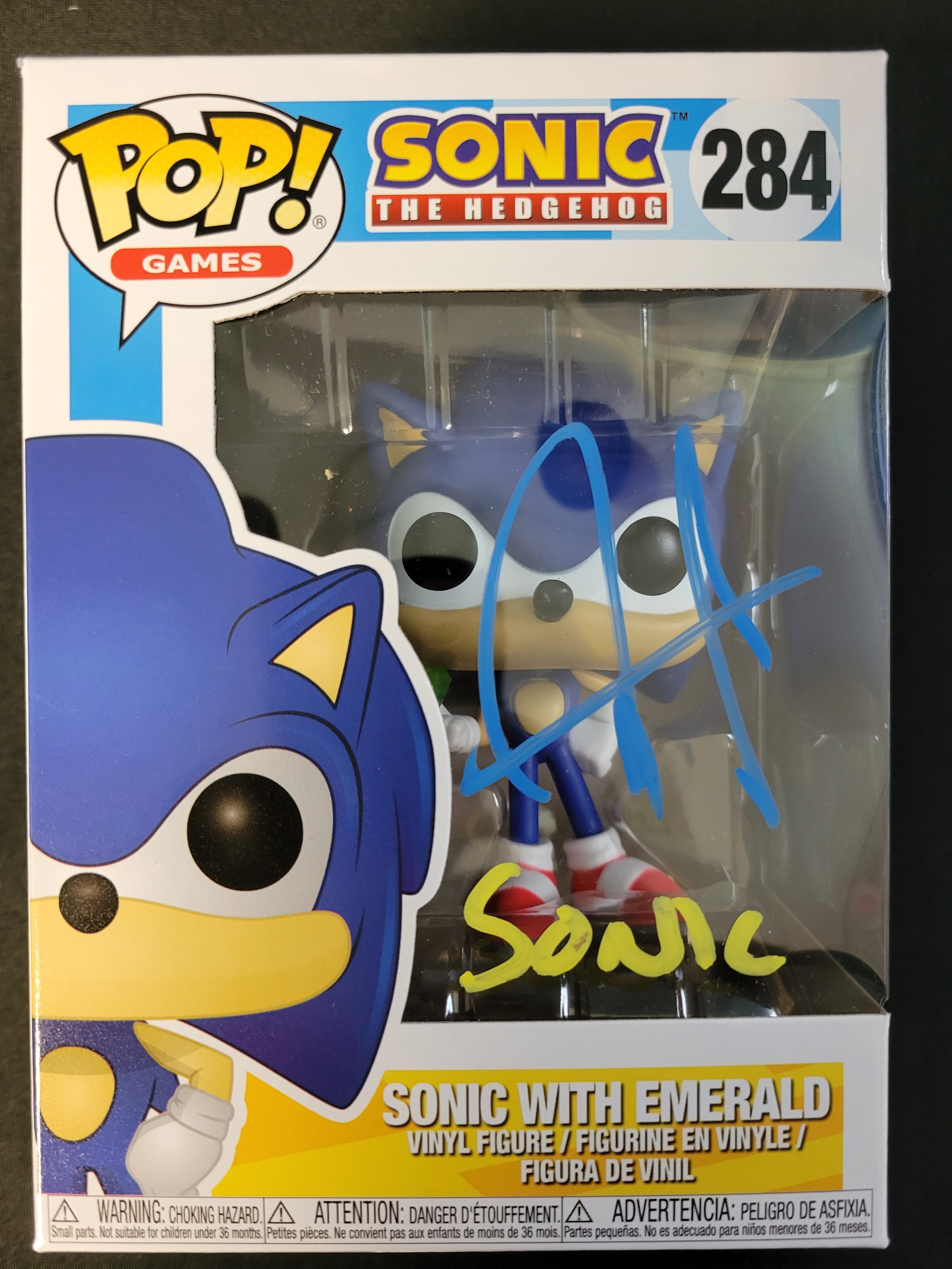 Funko Pop: Sonic The Hedgehog with Emerald 284 Auto by Jason Griffith - Cert 711