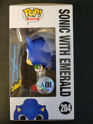 Funko Pop: Sonic The Hedgehog with Emerald 284 Auto by Jason Griffith - Cert 713