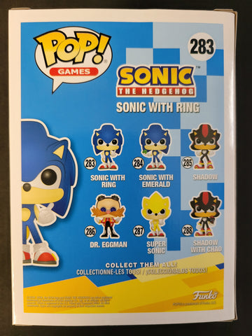 Funko Pop: Sonic The Hedgehog with Ring #283 Auto by Jason Griffith - Cert 708