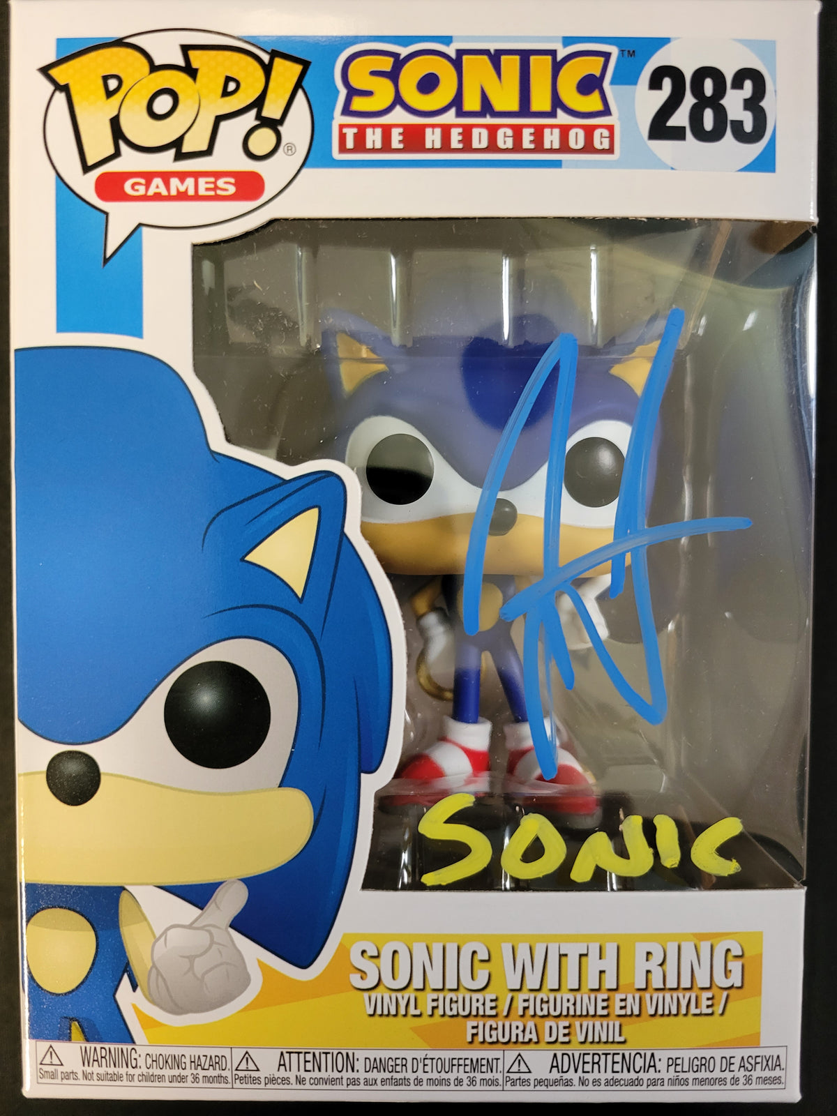 Funko Pop: Sonic The Hedgehog with Ring #283 Auto by Jason Griffith - Cert 710