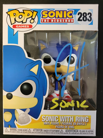 Funko Pop: Sonic The Hedgehog with Ring #283 Auto by Jason Griffith - Cert 709