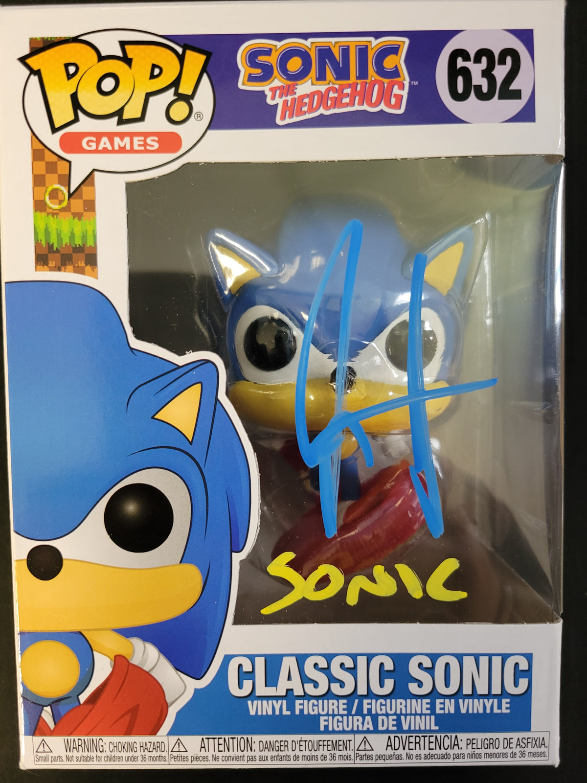Funko Pop: Classic Sonic The Hedgehog #632 Auto by Jason Griffith - Cert 674