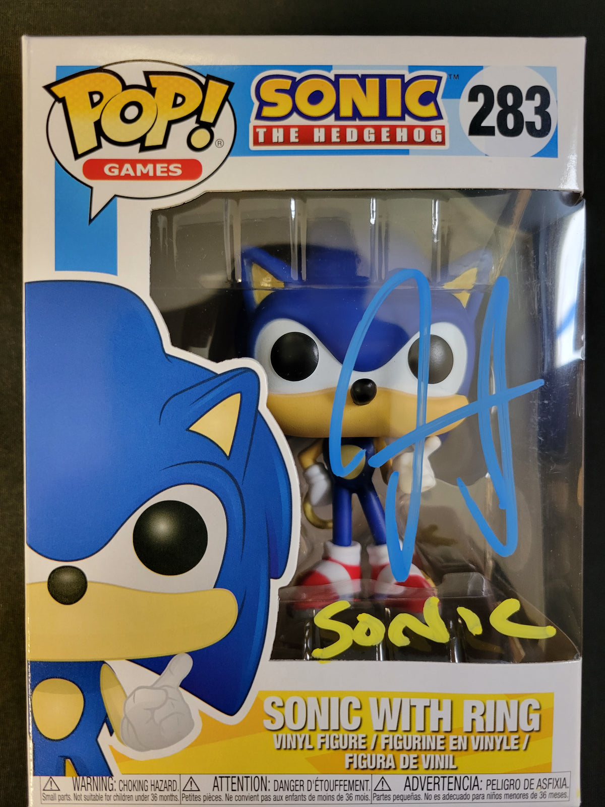 Funko Pop: Sonic The Hedgehog with Ring #283 Auto by Jason Griffith - Cert 707
