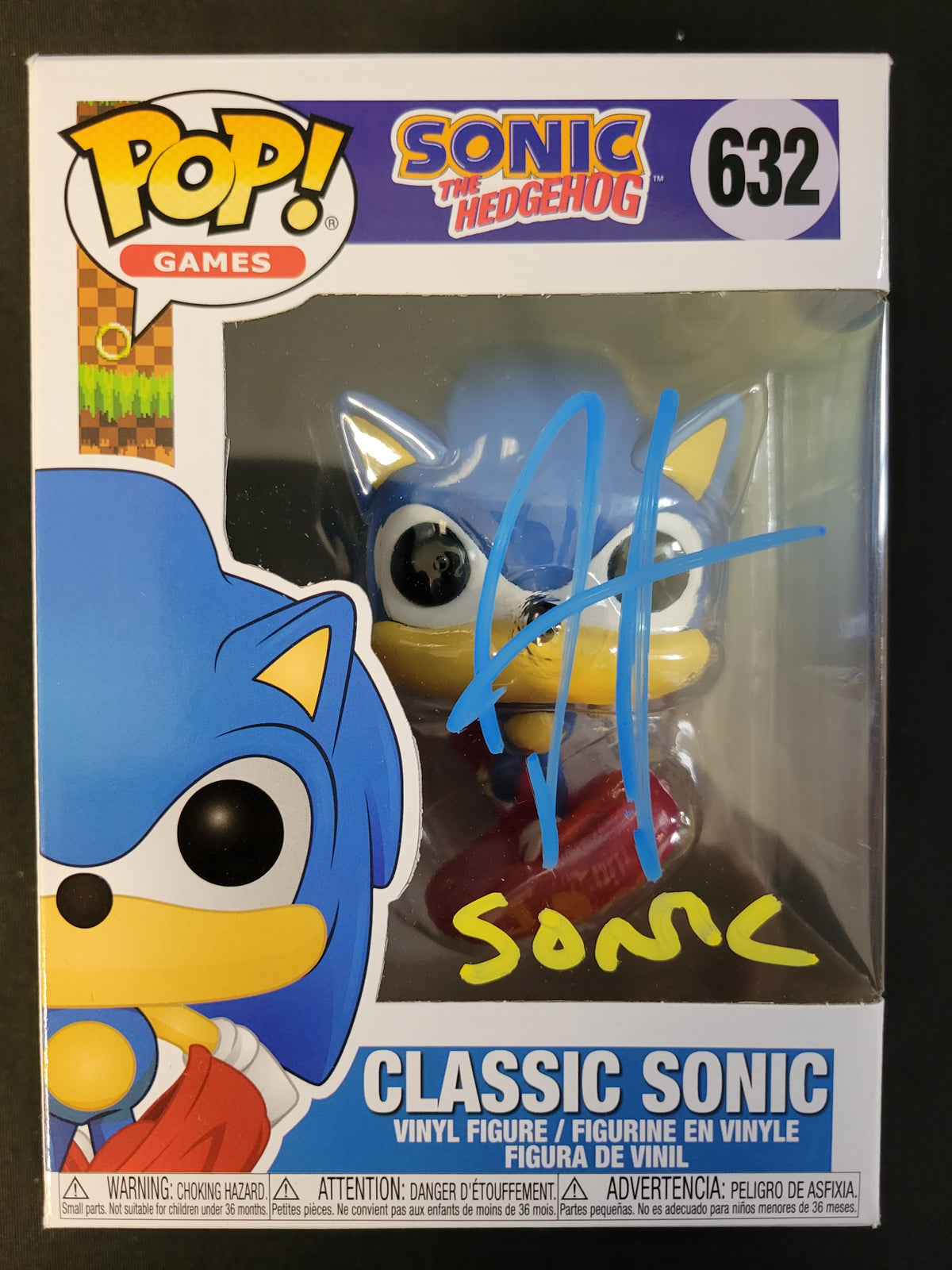 Funko Pop: Classic Sonic The Hedgehog #632 Auto by Jason Griffith - Cert 675