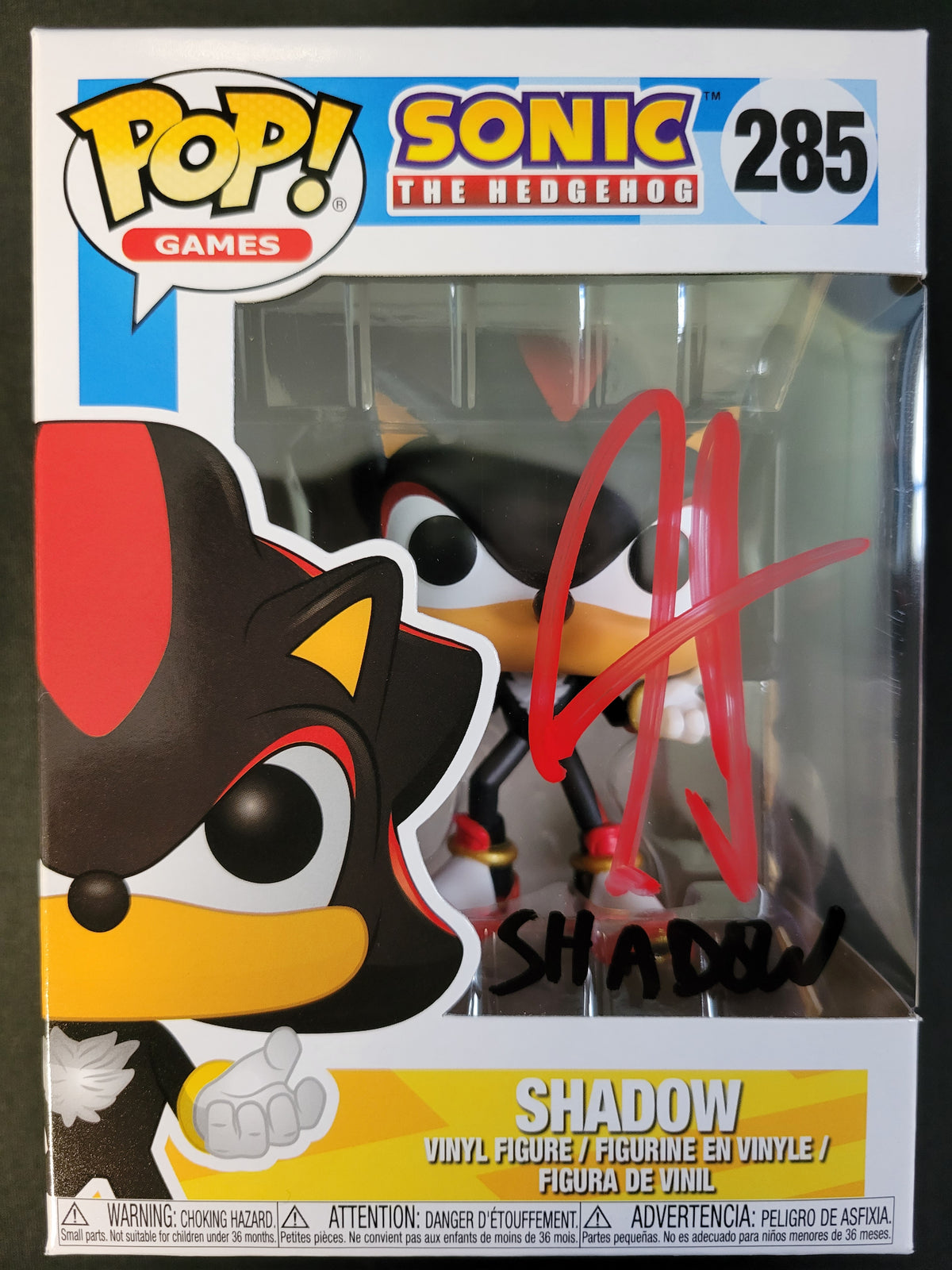 Funko Pop: Shadow The Hedgehog #285 Autographed by Jason Griffith - Cert 706