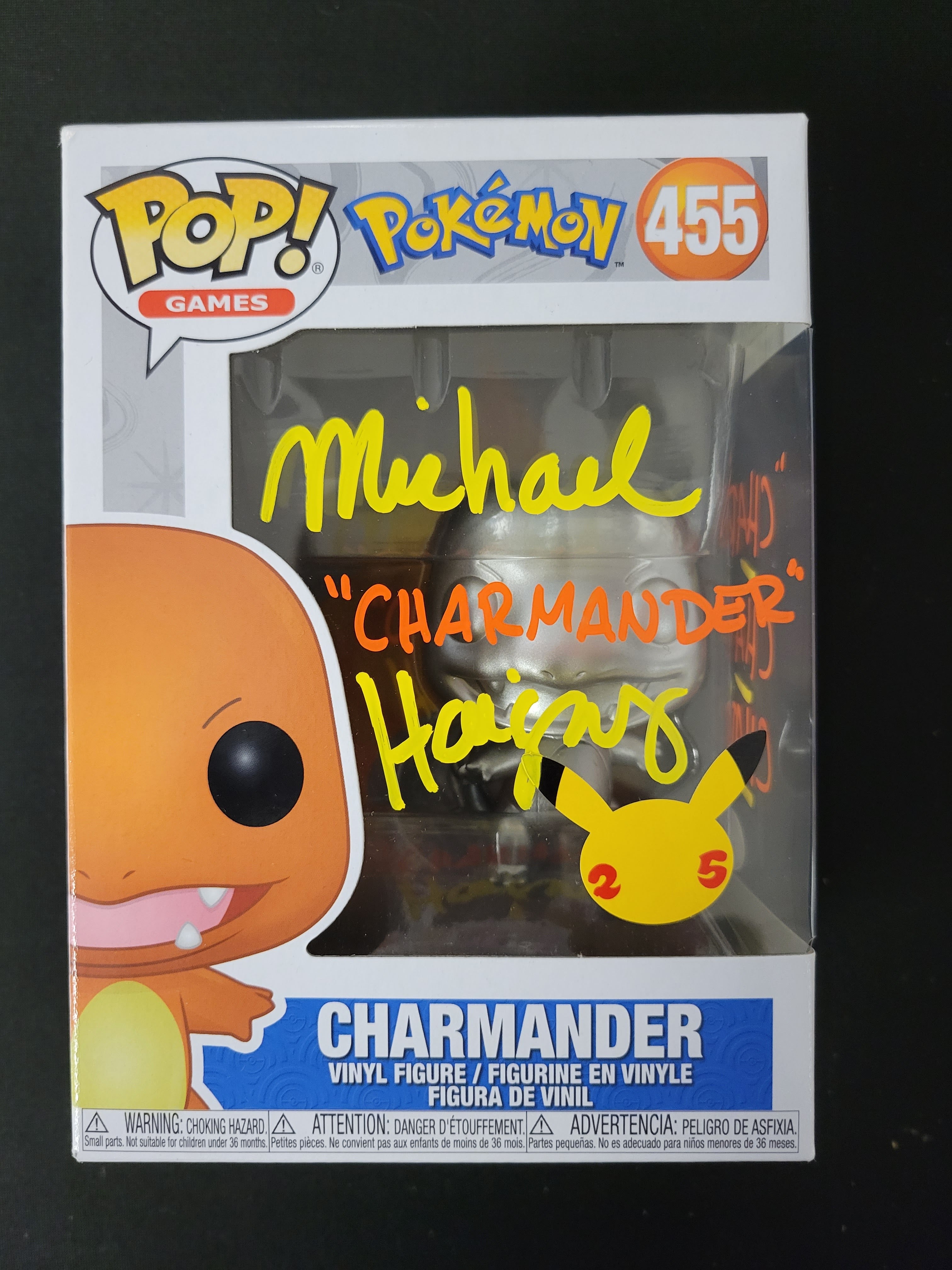 Funko Pop: # 455 Pokemon - Charmander Autographed By Michael Haigney - JSA 858