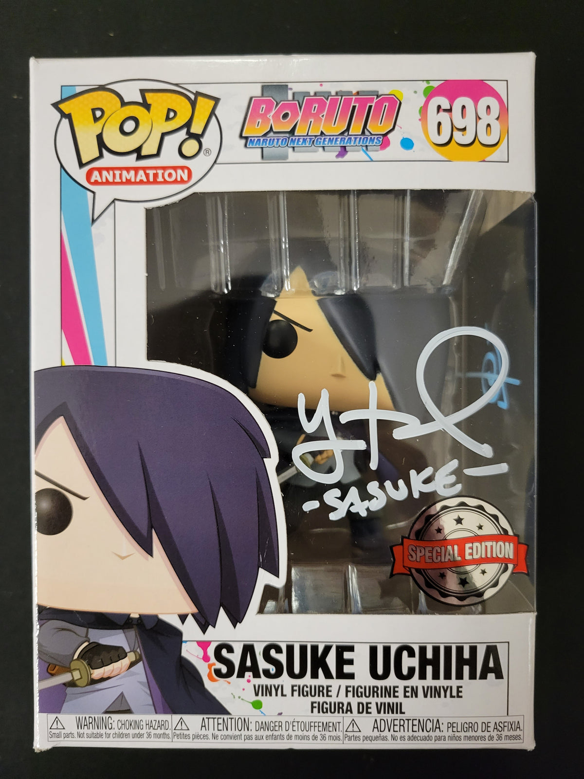 Funko Pop: #698 Sasuke Uchiha - Boruto - Signed By Yuri Lowenthal - JSA Cert 536