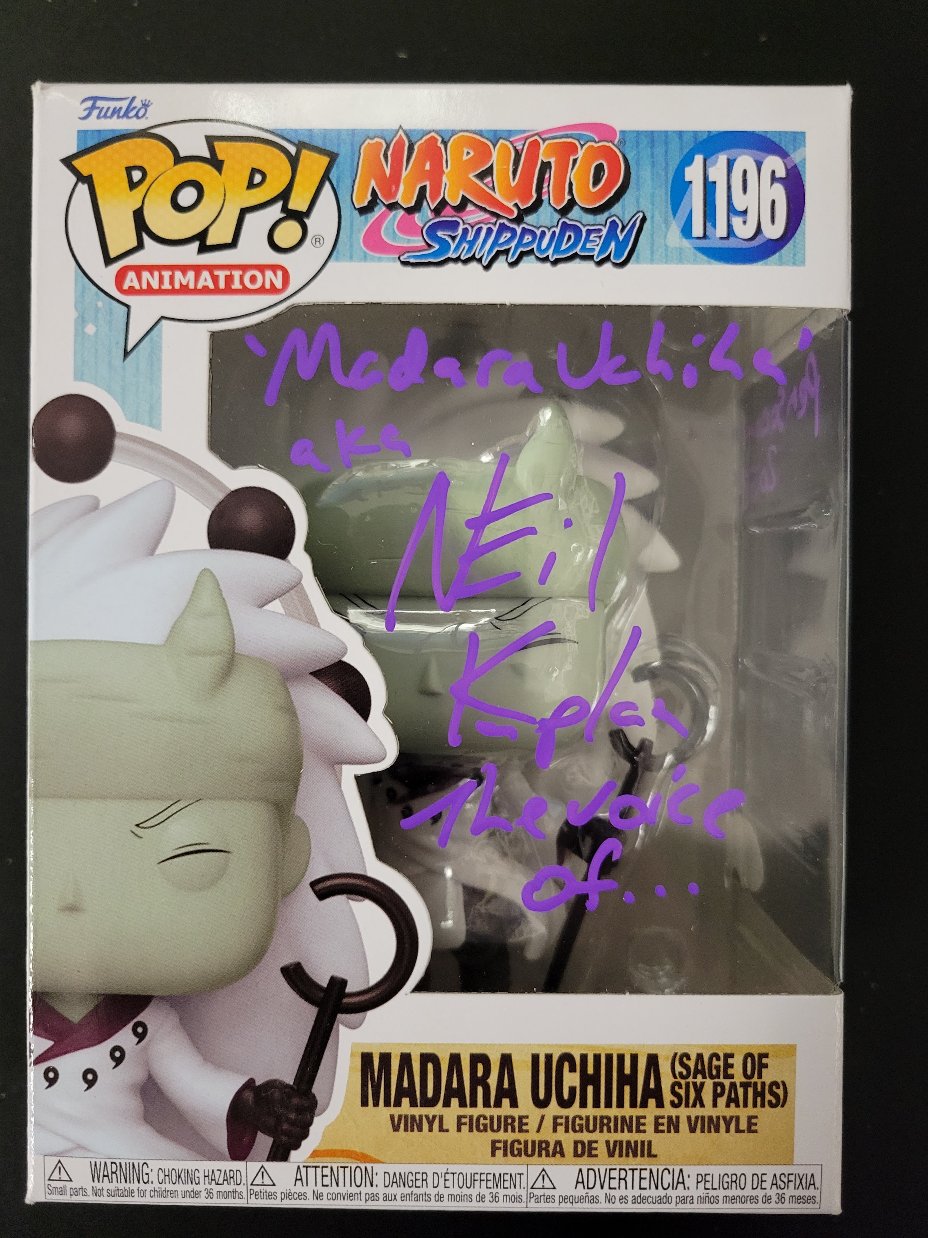 Funko Pop: #1196 Madara Uchiha From Naruto Signed By Neil Kaplan - JSA Cert 510
