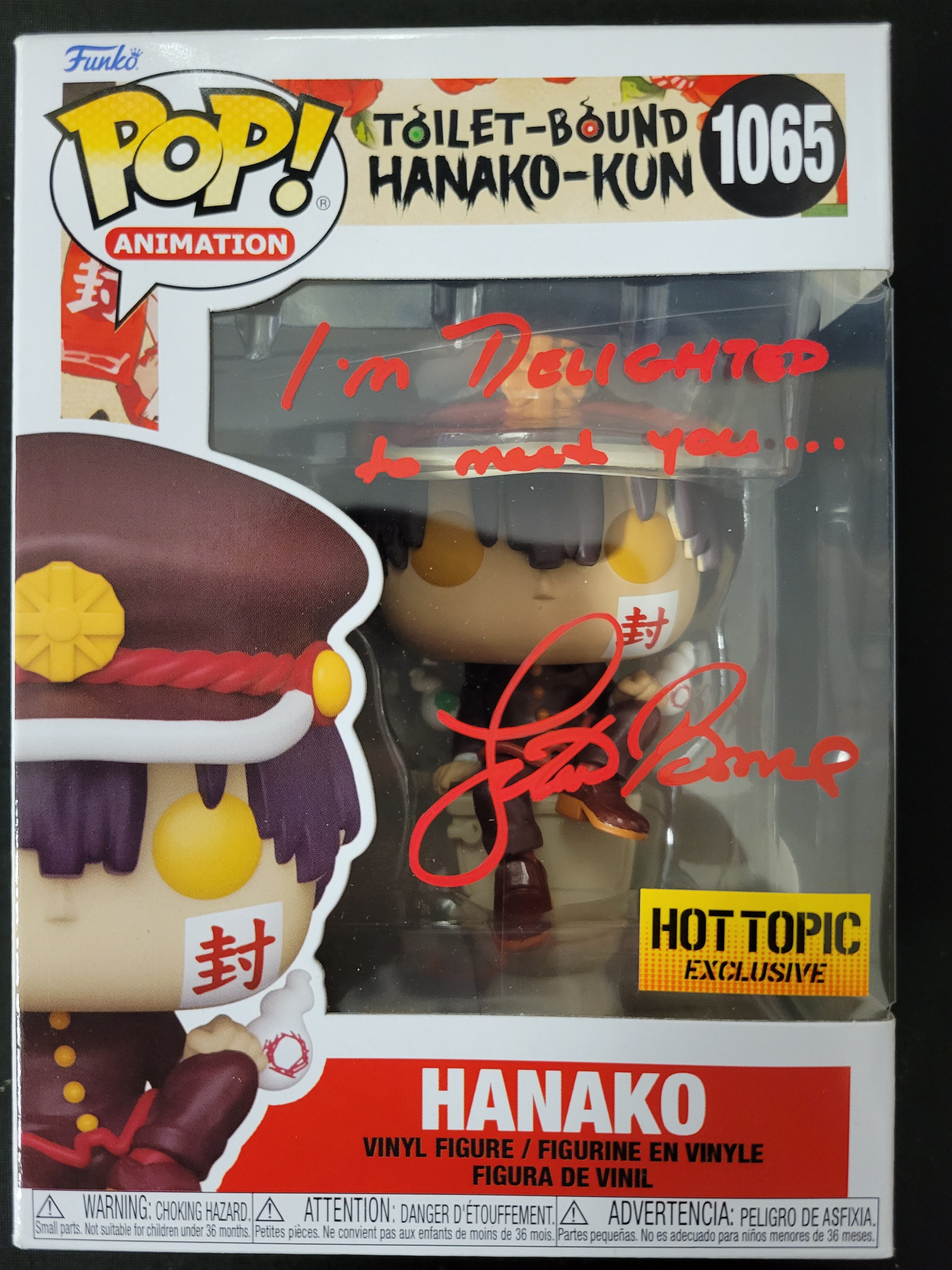 Funko Pop: #1065 Toilet Bound Hanako Autographed by Justin Briner - JSA Cert 675