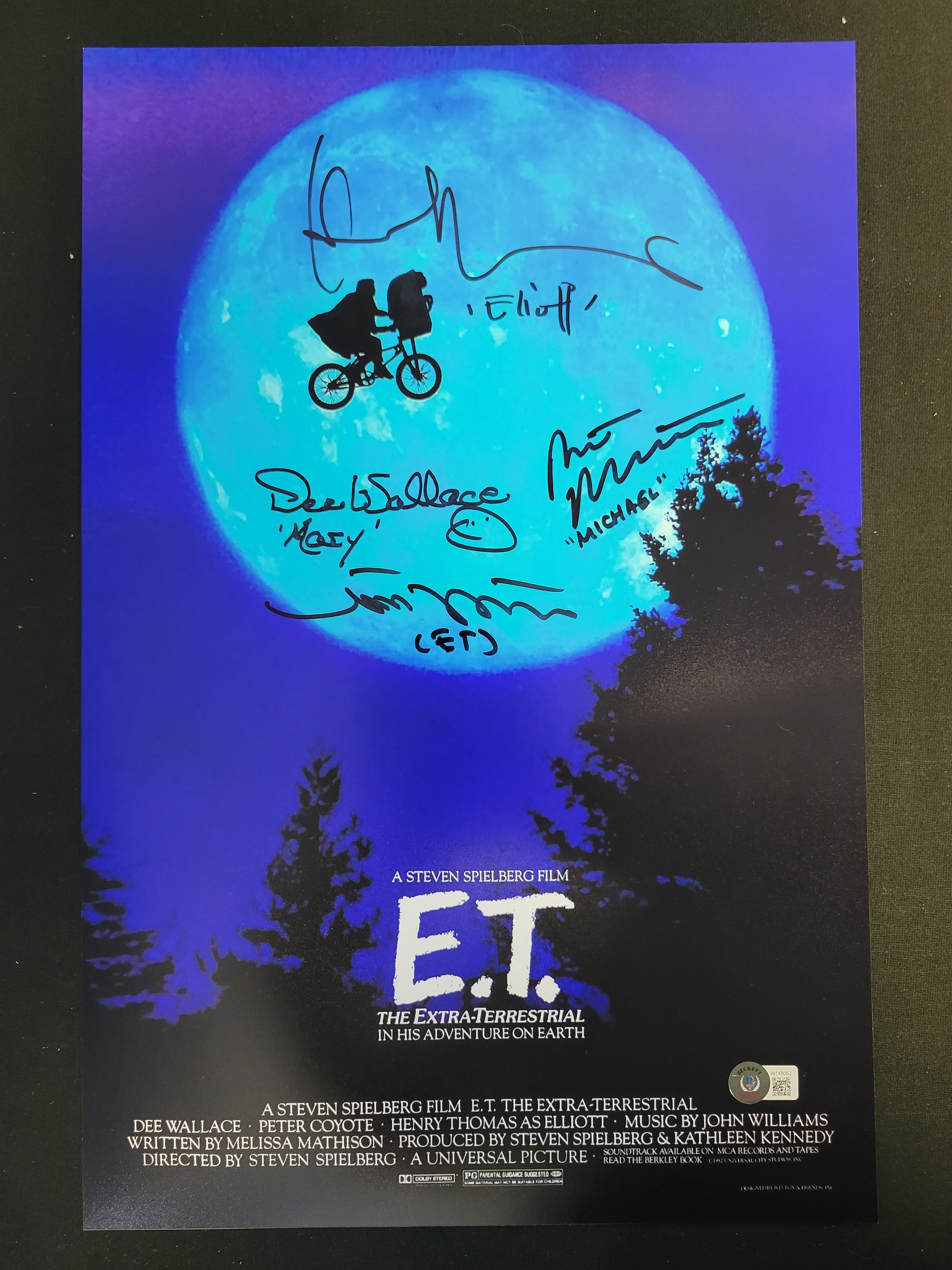 12 "x 18" E.T. Mini Poster with Autographs of 4 Major Cast Members