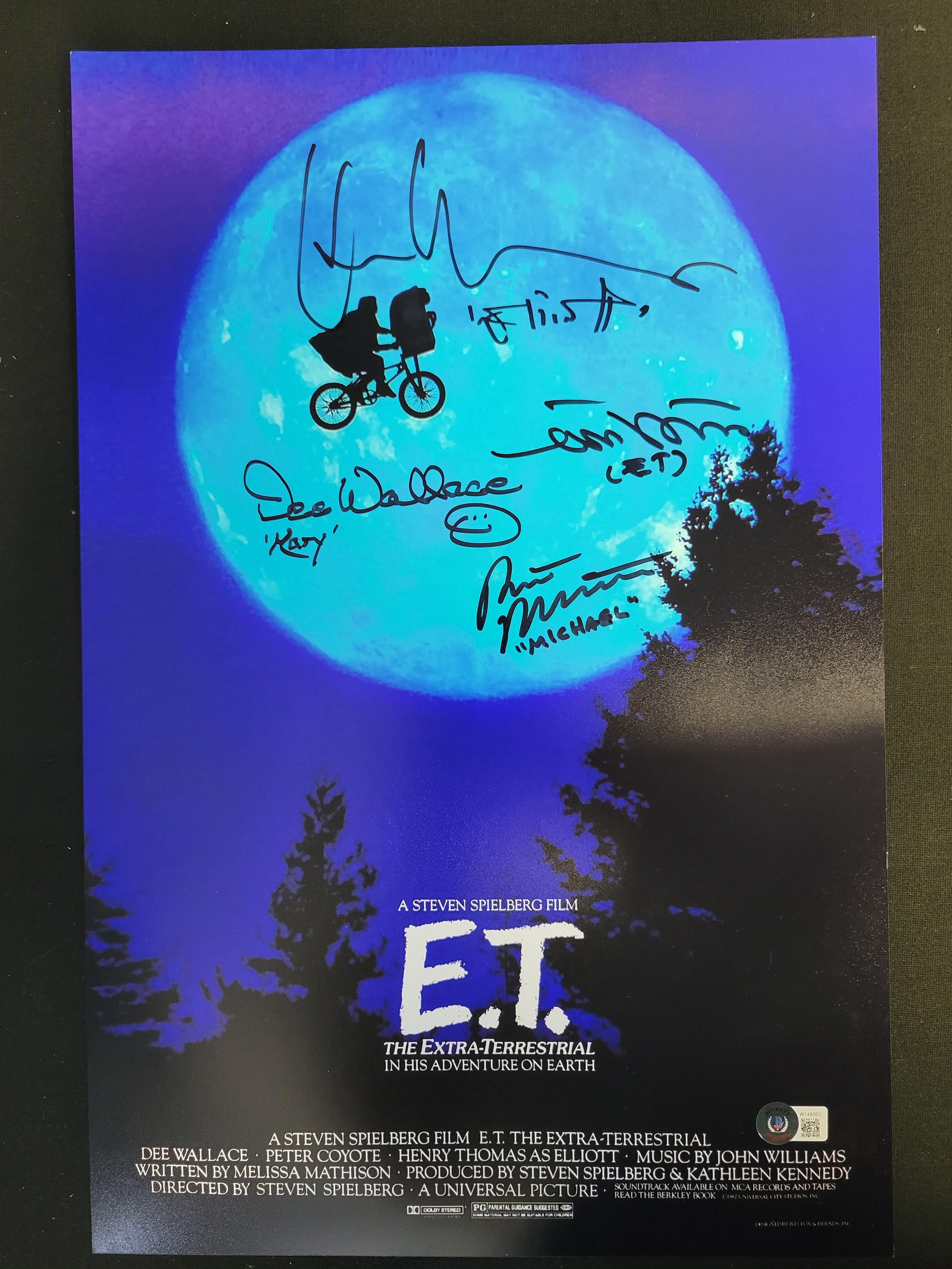 12 "x 18" E.T. Mini Poster with Autographs of 4 Major Cast Members
